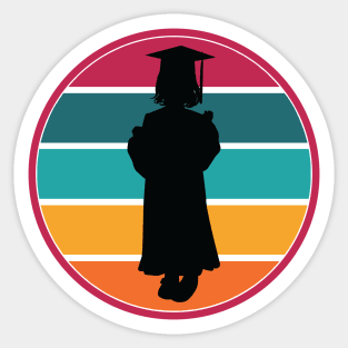 Graduation Girl Child Female Cap Gown Retro Background Sticker